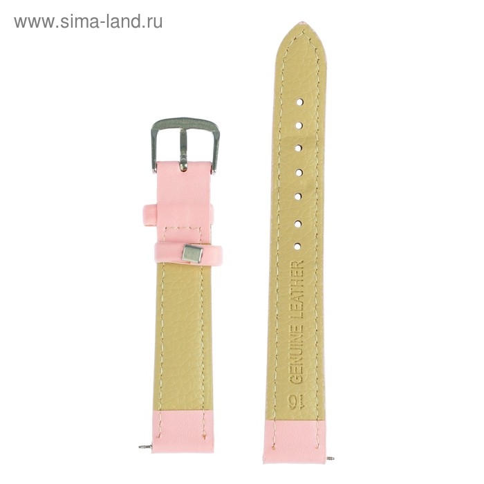 Ремешок для часов "Соломон", 16 мм, натуральная кожа, l-20 см, светло-розовый