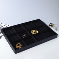 Подставка для украшений 12 ячеек, флок, 35&times;24&times;3, цвет чёрный