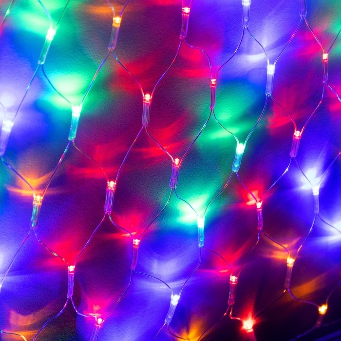 Гирлянда &laquo;Сеть-ёлка&raquo; 1 &times; 1 м, IP20, тёмная нить, 90 LED, свечение мульти, 8 режимов, 220 В
