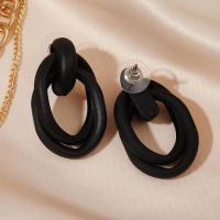 Серьги металл &laquo;Боттега&raquo; два овала, цвет чёрный