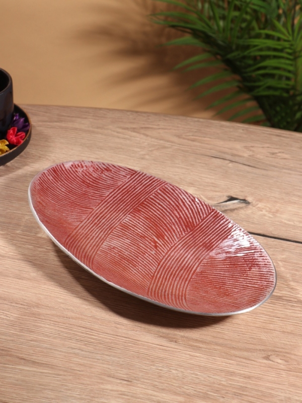 Блюдо алюминий цв. бордовый, 33х8х4,2 см