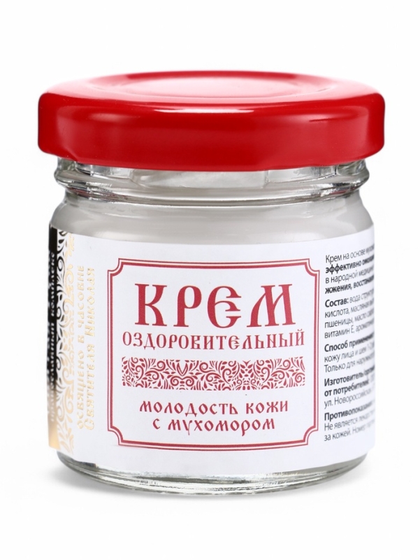 Крем оздоровительный мухомор Молодость кожи, Крем оздоровительный мухомор Молодость кожи, "Святая рука", 30 мл