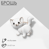 Брошь &laquo;Котёночек&raquo;, цвет белый в золоте