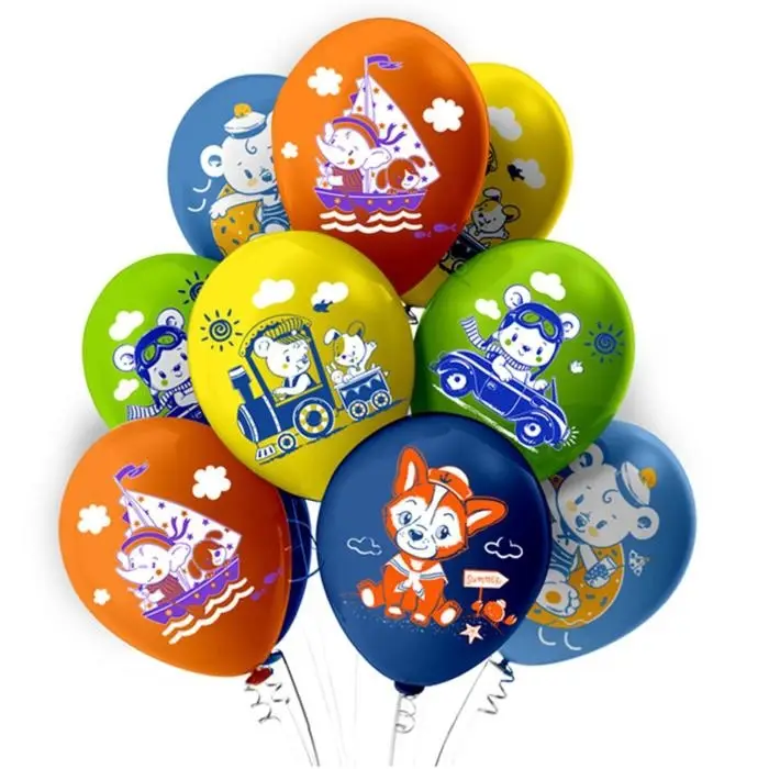 Воздушные шары латексные 12" "Шарики для мальчика!"  шелк, 1ст., 2цв., 5 диз, набор 5 шт.