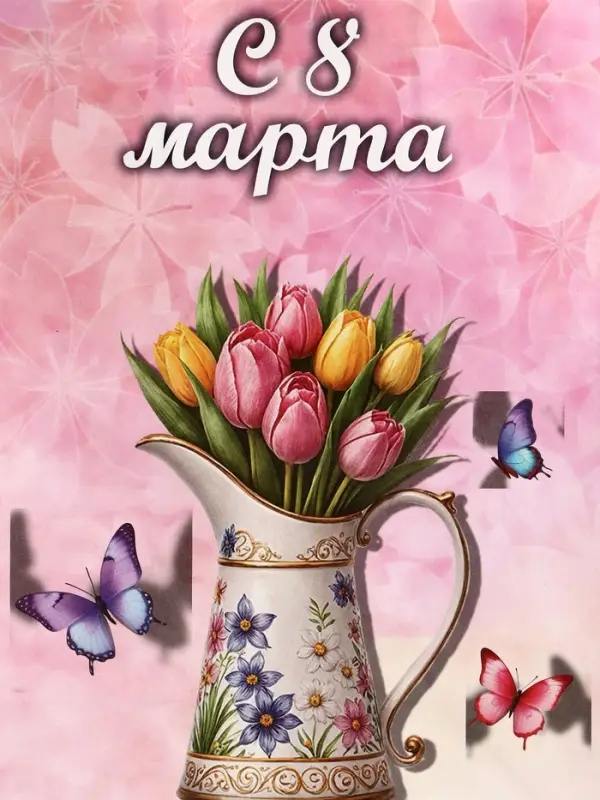 Пакет подарочный крафт, &laquo;С Женским Днём&raquo; 15&times;8&times;21 см