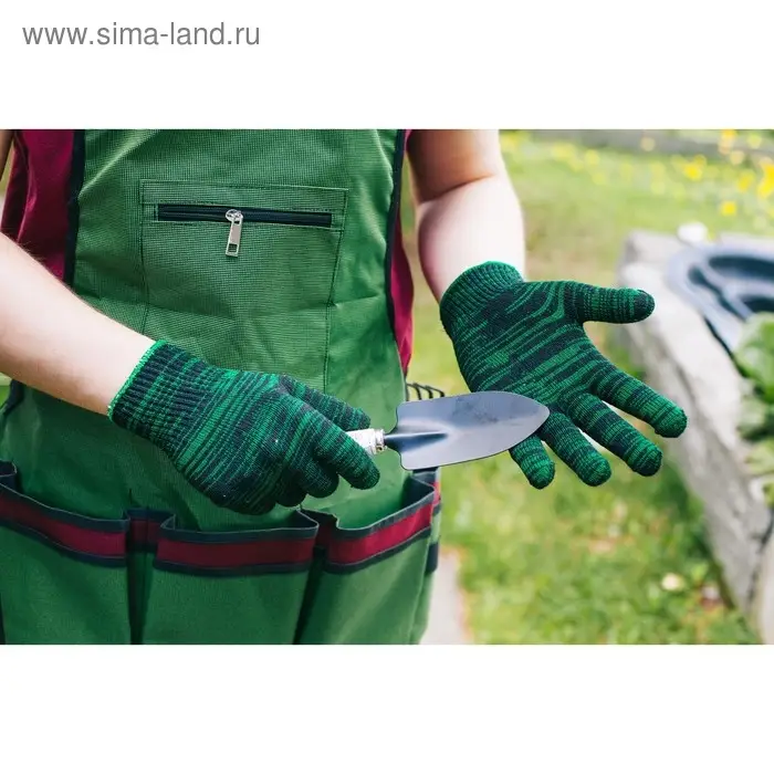 Перчатки рабочие, хб, вязка 10 класс, 4 нити, размер 9, зелёные, &laquo;Двойные&raquo;