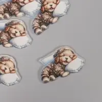 Декор для творчества акрил "Щеночек в пижамке сладко спит на подушке" 2,5х4,5х0,2 см