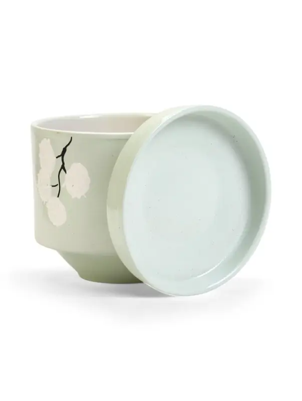 Горшок цветочный с поддоном 1,7 л, керамика "Листья" (М)