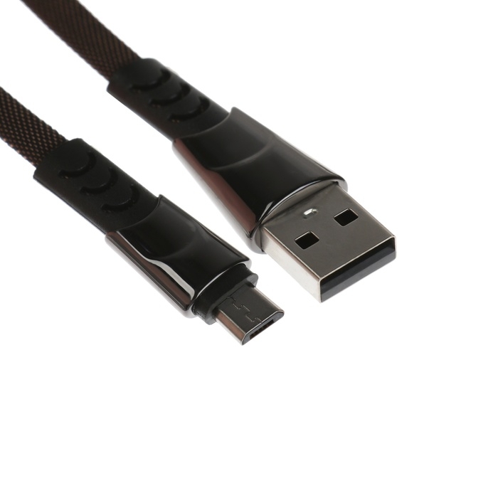 Кабель MicroUSB - USB, 2.4 А, оплётка ткань, плоский, 1 метр, чёрный Кабель MicroUSB - USB, 2.4 А, оплётка ткань, плоский, 1 метр, чёрный