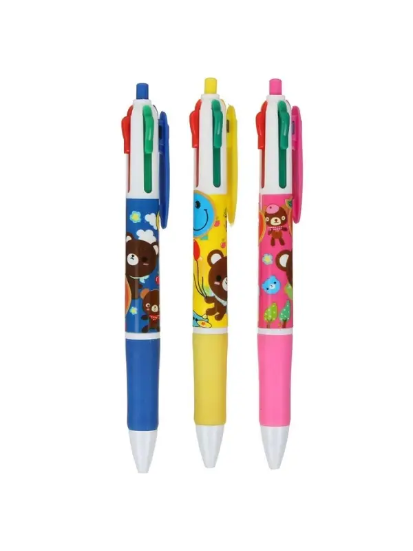 Ручка шариковая многоцветная Calligrata, автоматическая, 4 цвета, с рисунком, МИКС