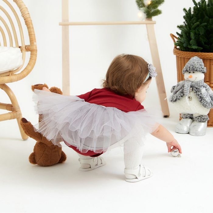 Набор Крошка Я &laquo;Цветочек&raquo; юбка и повязка на голову 3-18 мес, серый