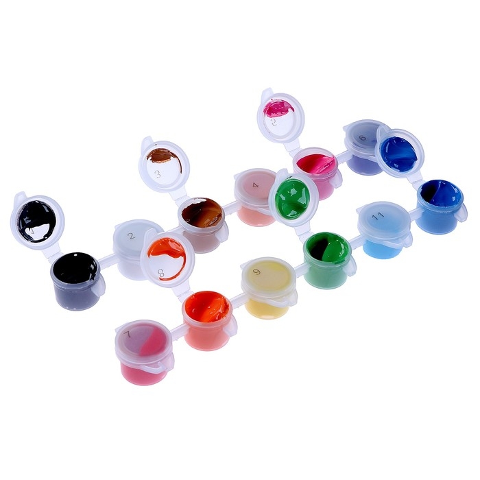 Набор акриловых красок «Яркость цветов», 12 цветов Набор акриловых красок «Яркость цветов», 12 цветов