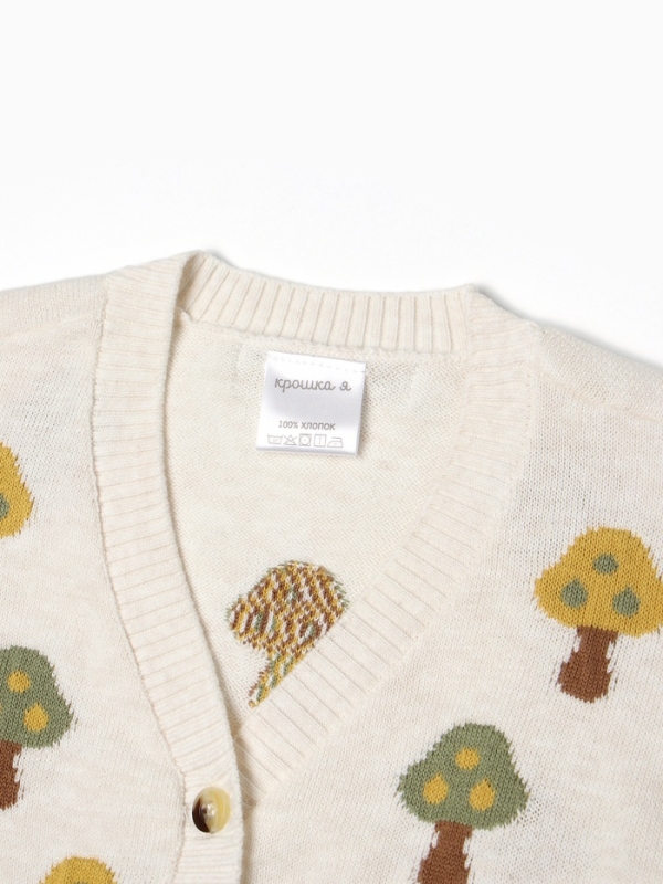 Кардиган Крошка Я Грибочки, р. 86-92 см, бежевый