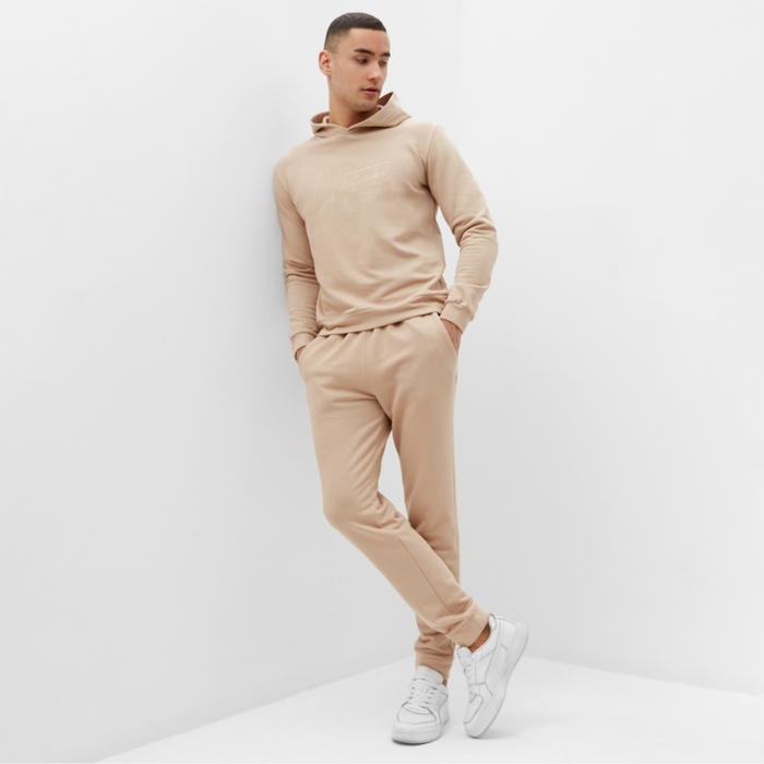 Спортивный костюм мужской (худи,брюки) MINAKU, цвет бежевый, размер 48