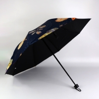 Зонт механический &laquo;Листопад&raquo;, эпонж, 4 сложения, 8 спиц, R = 48/56 см, D = 112 см, цвет МИКС