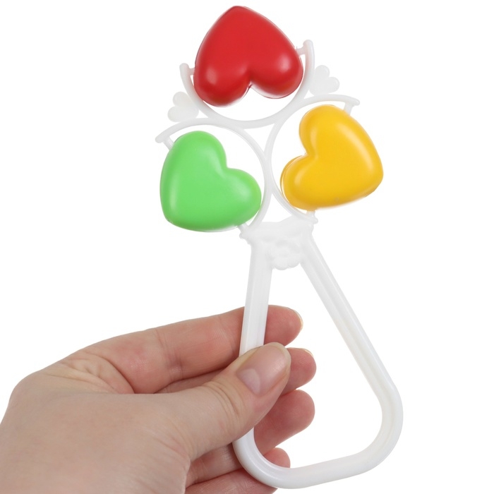 Погремушка на палочке &laquo;Сердечки&raquo;, виды МИКС