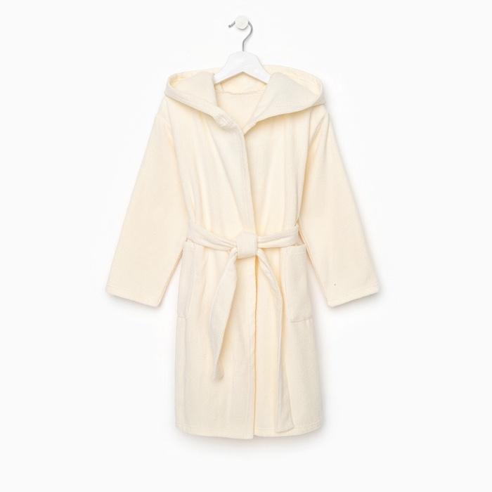 Халат махровый детский "Динозавр"  р-р 34 (122-128 см), бежевый