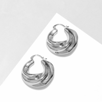 Серьги металл &laquo;Рельефные&raquo; объёмные, цвет серебро