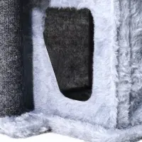 Домик для кошек с когтеточкой, квадратный, 3х-этажный, 33 &times; 42 &times; 63 см, ковролин, серая