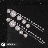 Серьги с жемчугом &laquo;Дорожка&raquo; на увеличение, цвет белый в серебре