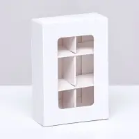 Коробка для конфет 6 штук, 8.7&times;5.8&times;2.5 см, Тонкие разделители, белый