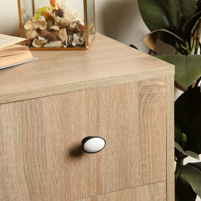 Ручка кнопка ТУНДРА РК023BL LIGHT, чёрная с белой вставкой, 8 шт TMP