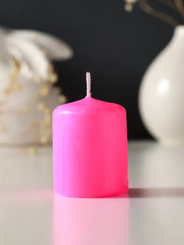 Свеча пеньковая 4х5 см, 7 ч, 47 г, розовый