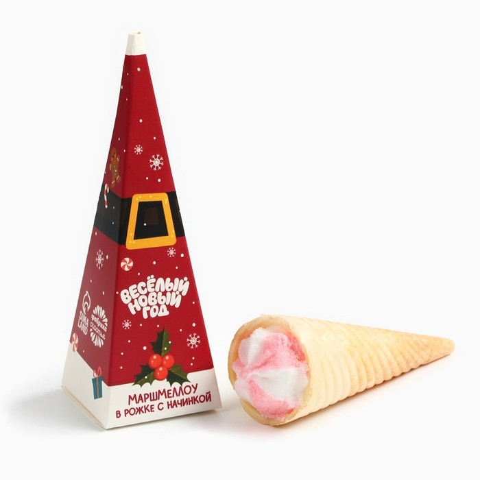 Новый год! Маршмеллоу в коробке, с клубничным вкусом &laquo;Весёлый новый год&raquo;, 13 г