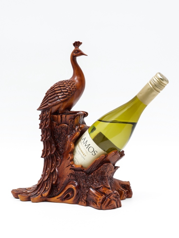 Подставка для бутылки "Павлин" под дерево, 23х15х33см