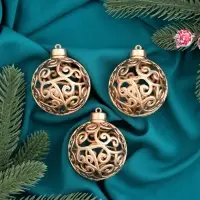 Ёлочные игрушки &laquo;Морозец&raquo;, шары новогодние, d=6 см, 8 шт., золотистые