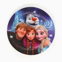 Посуда одноразовая бумажная на 10 персон: стаканы, тарелки, скатерть, Снежная принцесса