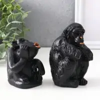 Набор статуэток &laquo;Обезьяны&raquo;, 2 шт., 6.5&times;6.5&times;10 см, 6.5&times;5.5&times;7.5 см, чёрный