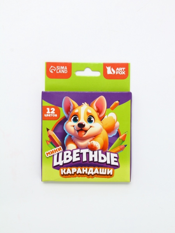Цветные карандаши, пластик шестигранные 12цв мини ArtFox "Корги"
