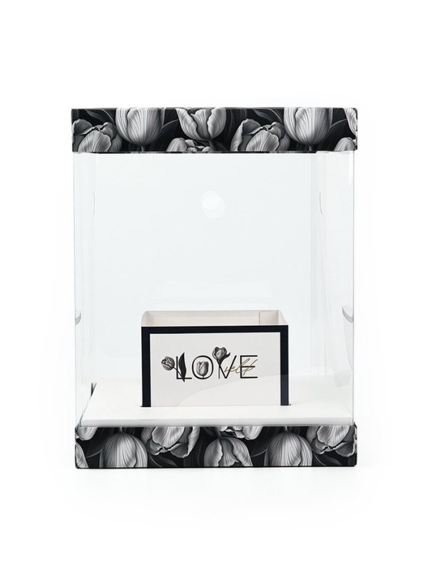 Коробка для цветов с вазой и PVC окнами складная «Чёрно-белая эстетика», 23 х 30 х 23 см Коробка для цветов с вазой и PVC окнами складная «Чёрно-белая эстетика», 23 х 30 х 23 см