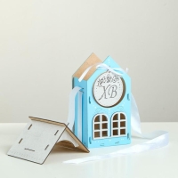 Коробка деревянная, 13.5&times;11.5&times;21 см "ХВ", подарочная упаковка, голубой