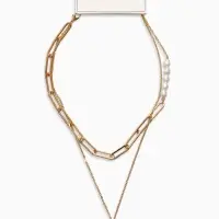 Кулон-цепь 2 яруса "Вишня", цвет бордовый в золоте 40+50+удл