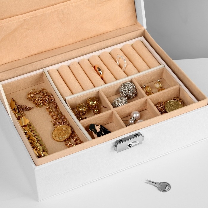 Подставка для украшений &laquo;Шкатулка&raquo; съёмная подставка, 17&times;23&times;8,5 см, цвет белый