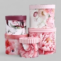 Набор шляпных коробок для цветов 5 в 1, упаковка подарочная, «Бутон», 16 х 14 см - 22 х 19,5 см Набор шляпных коробок для цветов 5 в 1, упаковка подарочная, «Бутон», 16 х 14 см - 22 х 19,5 см