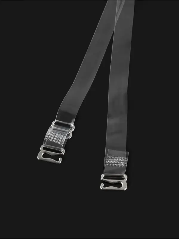 Лямки для бюстгальтера, силиконовые, фурнитура металл, 1 см, 37 см, пара, прозрачные