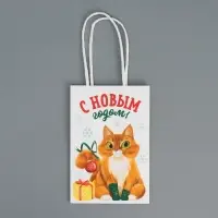 Пакет подарочный новогодний крафтовый &laquo;С Новым годом&raquo;, 15 х 10 х 6 см