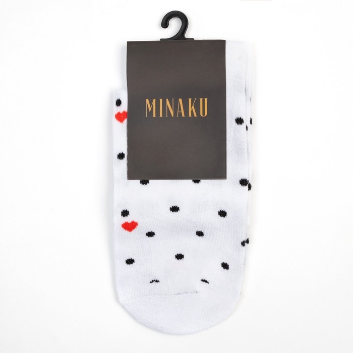 Носки женские MINAKU &laquo;Точки и сердечки&raquo;, цвет белый, размер 36-37 (23 см)