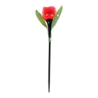 Садовый светильник на солнечной батарее &laquo;Тюльпан красный&raquo;, 5&times;29&times;5 см, 1 LED, свечение белое