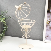 Подсвечник металл 1 свеча "Птица и гнездо" белый 23х10х10 см