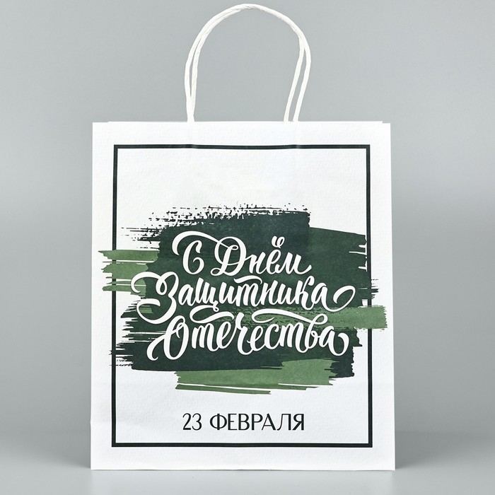 Пакет подарочный крафт &laquo;23 февраля&raquo;, 25 х 22 х 12 см