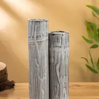 Свеча в бамбуке тройная, 15&times;13&times;30 см, 100 мл, серая