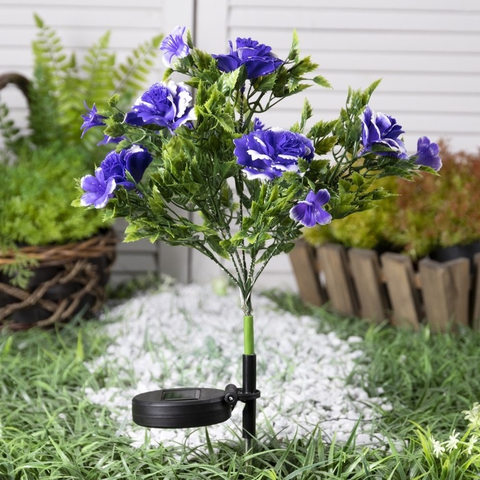 Садовый светильник на солнечной батарее &laquo;Кустовая роза&raquo;, 62 см, 28 LED, свечение тёплое белое