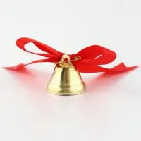 Колокольчик на булавке с бантом на Выпускной, красный, d = 2,6 см
