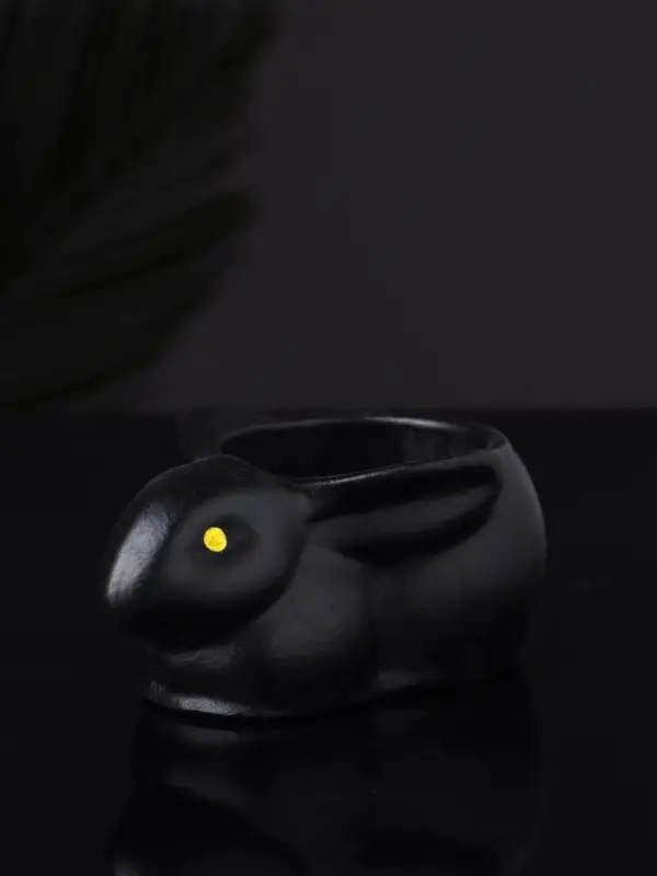 Подсвечник "Заяц" 9х6х4 см, черный