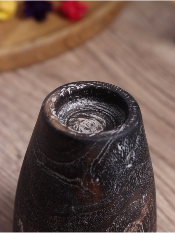 Подсвечник из дерева Джати, d 4 см, 9х9х12 см, цв. темно-коричневый