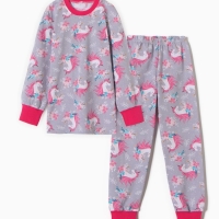 Пижама для девочки "Единорог", цвет серый, рост 116